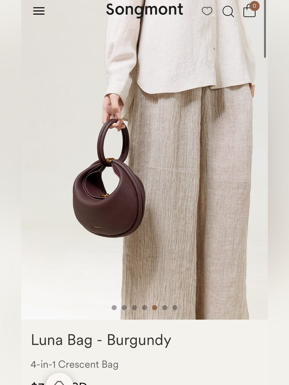 Songmont Luna Cresant Shaped Crossbody Bag in Burgundy 4 in 1 - Picture 9 of 12